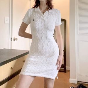 Polo Ralph Lauren white cable knit sweater dress